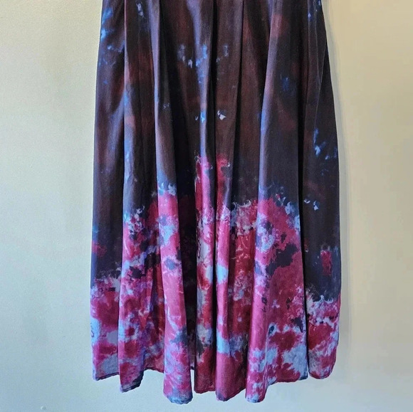 Adolfo Dominguez Tie Dye Artistic Boho Midi Feminine Multicolor Cotton Dress 6. - Picture 9 of 16